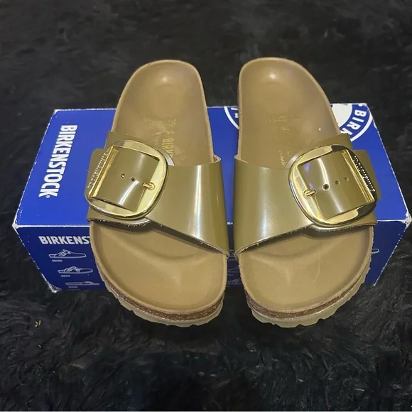 BIRKENSTOCK Madrid big buckle green gold sandals shoes women’s eur 39 new - Picture 2 of 7
